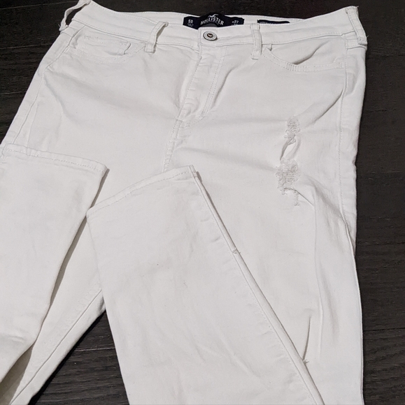 Hollister White High-rise Distressed Skinny Crop Jeans 27 x 26 - Picture 6 of 7